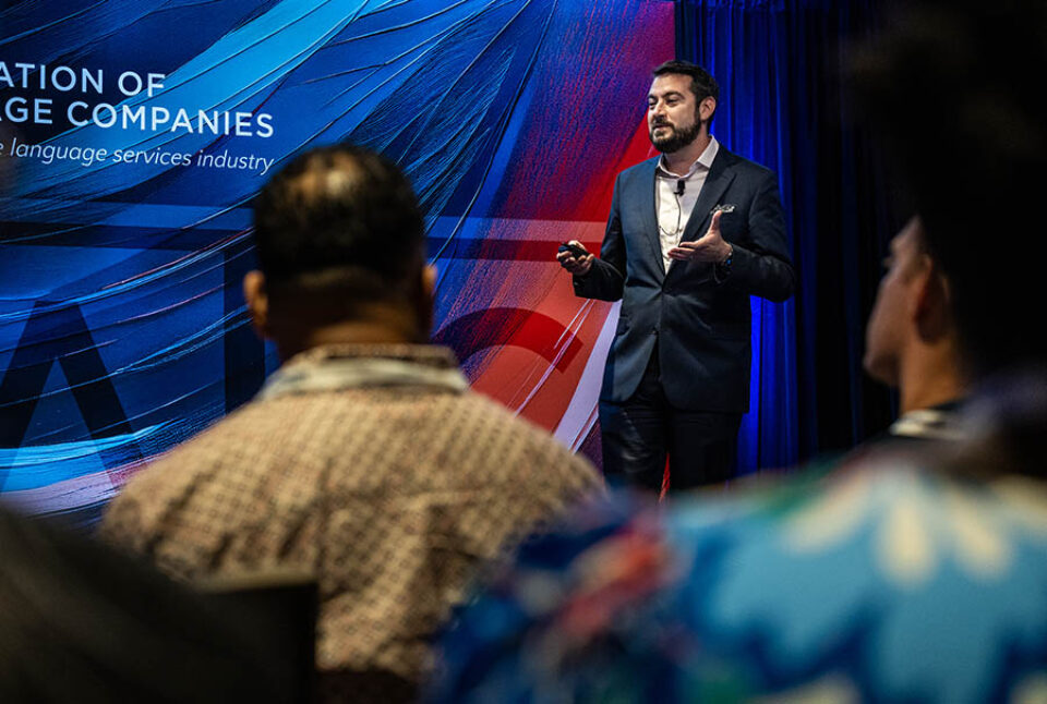 Montreal corporate event photography - presenter at corporate event