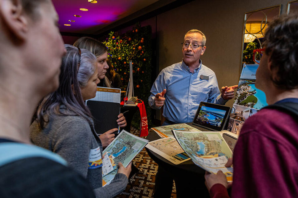 Travel rep at work at an event in Montreal