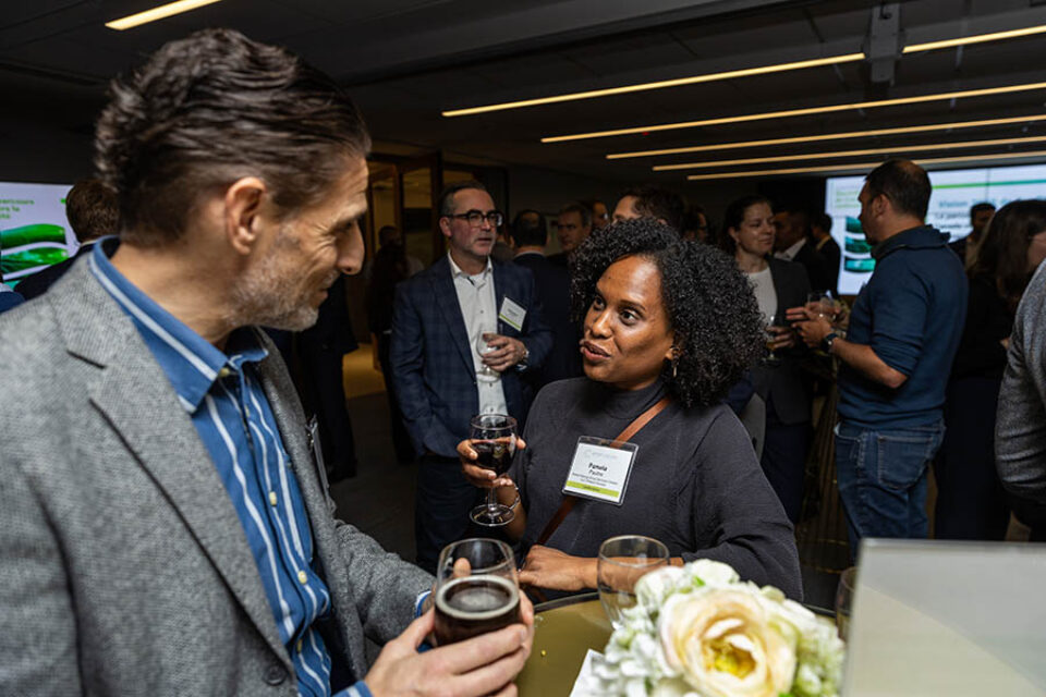 Guests conversing, Montreal networking event photography