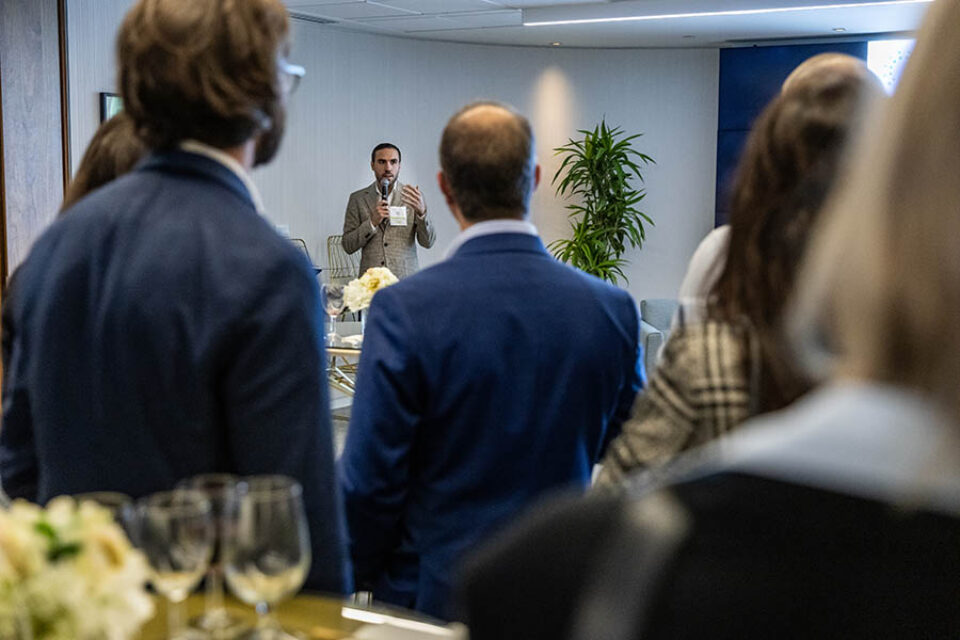 A speaker at Montreal corporate networking event