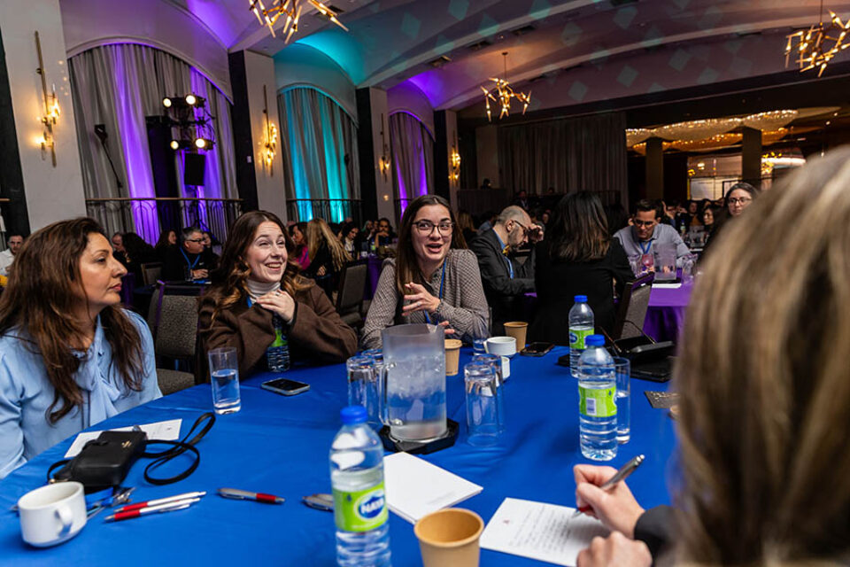 Montreal conference attendees during a group activity at a corporate event