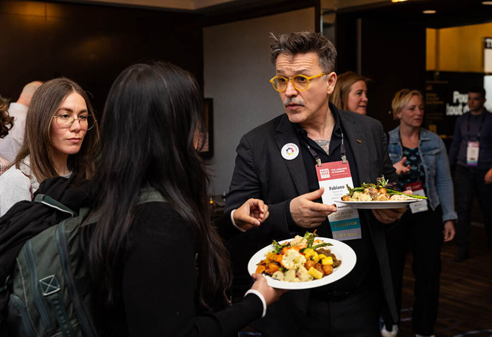 Networking delegates during Montreal conference lunch break