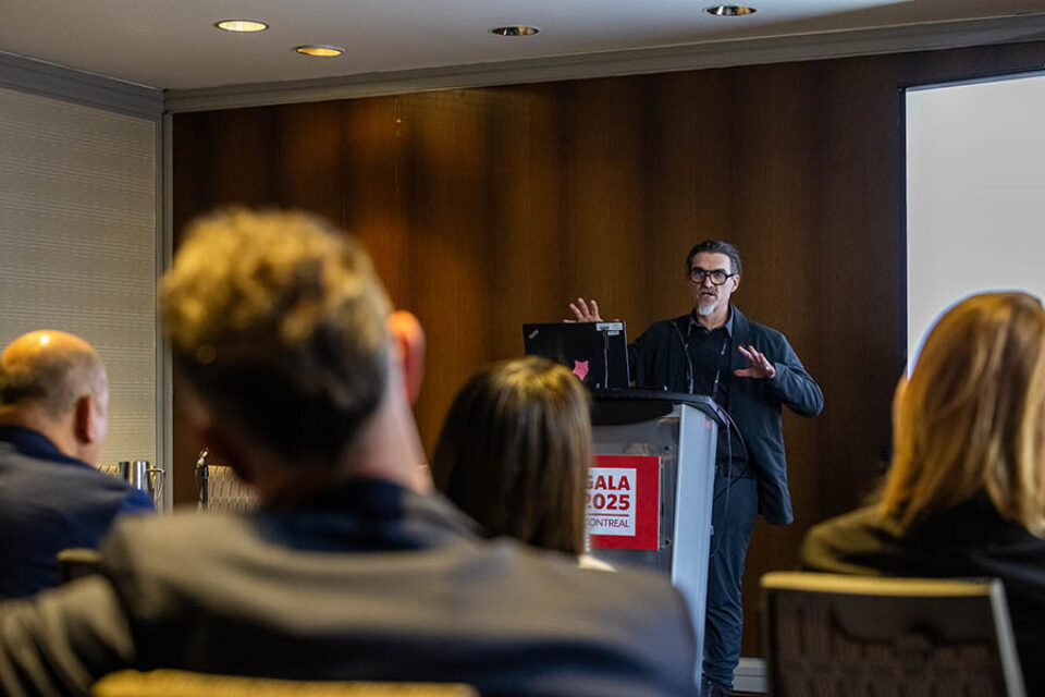 Breakout session presenter speaking at a Montreal conference