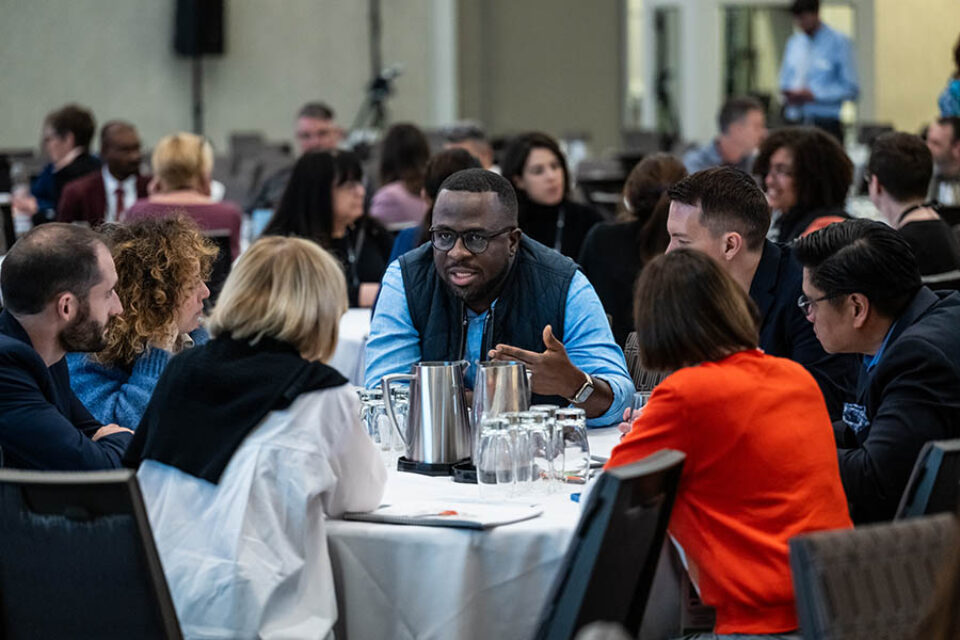 Discussion in the audience at a Montreal conference