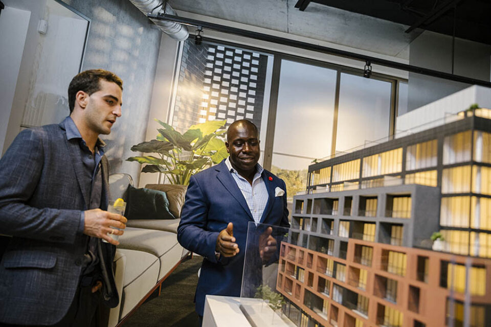 Real estate brokers network at a private event shot by professional Ottawa event photographer