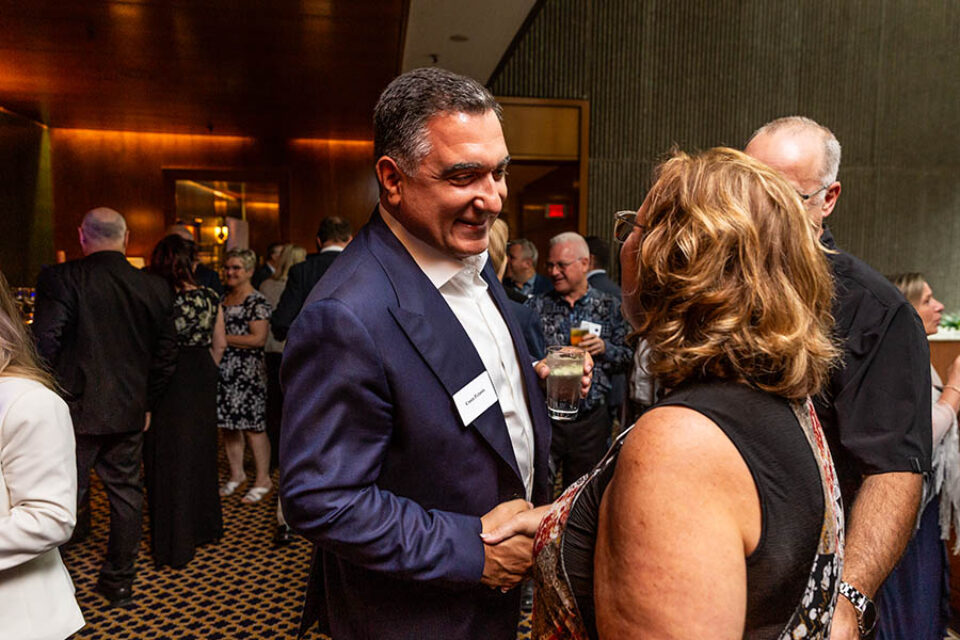 Welcoming handshake at corporate event in Montreal