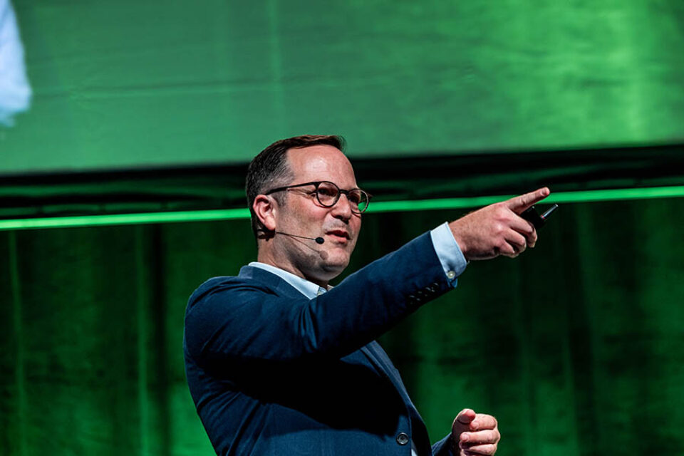 Dror Poleg onstage at a Montreal event