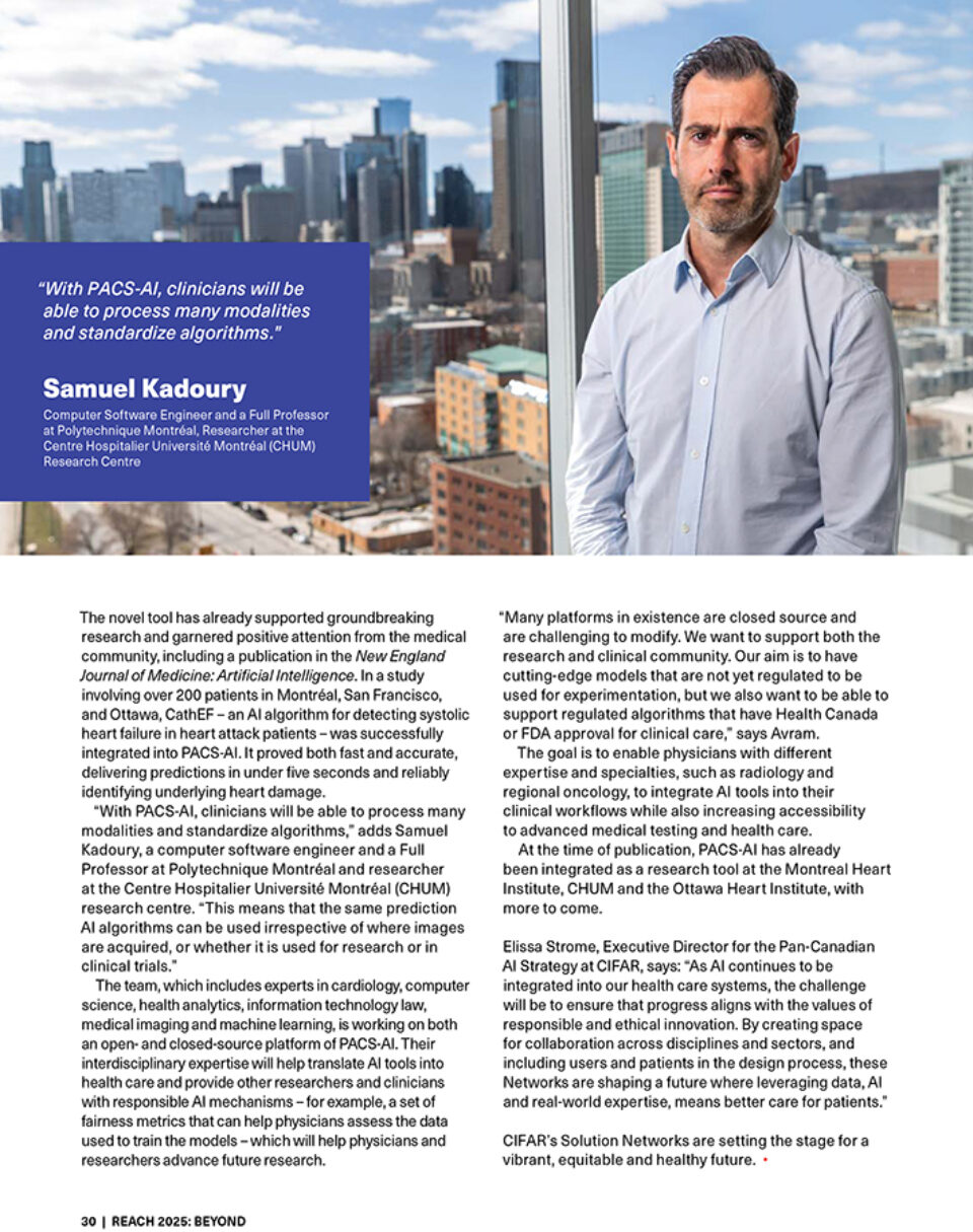 Portrait of Samuel Kadoury in Montreal, Quebec, for CIFAR's Reach Magazine