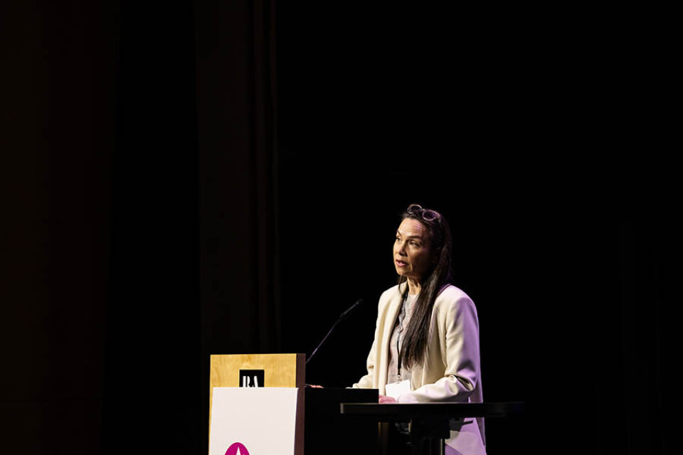 Event presenter onstage, summit photography Montreal