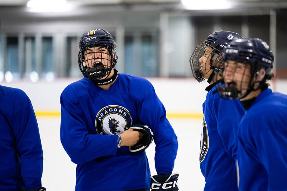 Montreal college sports photography - hockey players get fired up