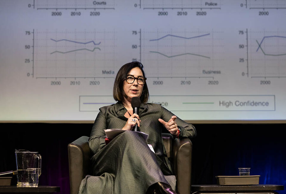 Event speaker onstage at Montreal summit
