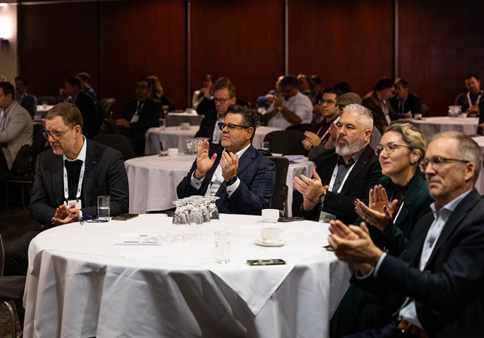 Audience applauds presentation at Montreal conference