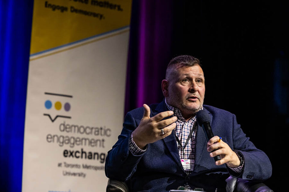 Montreal summit panelist addresses audience