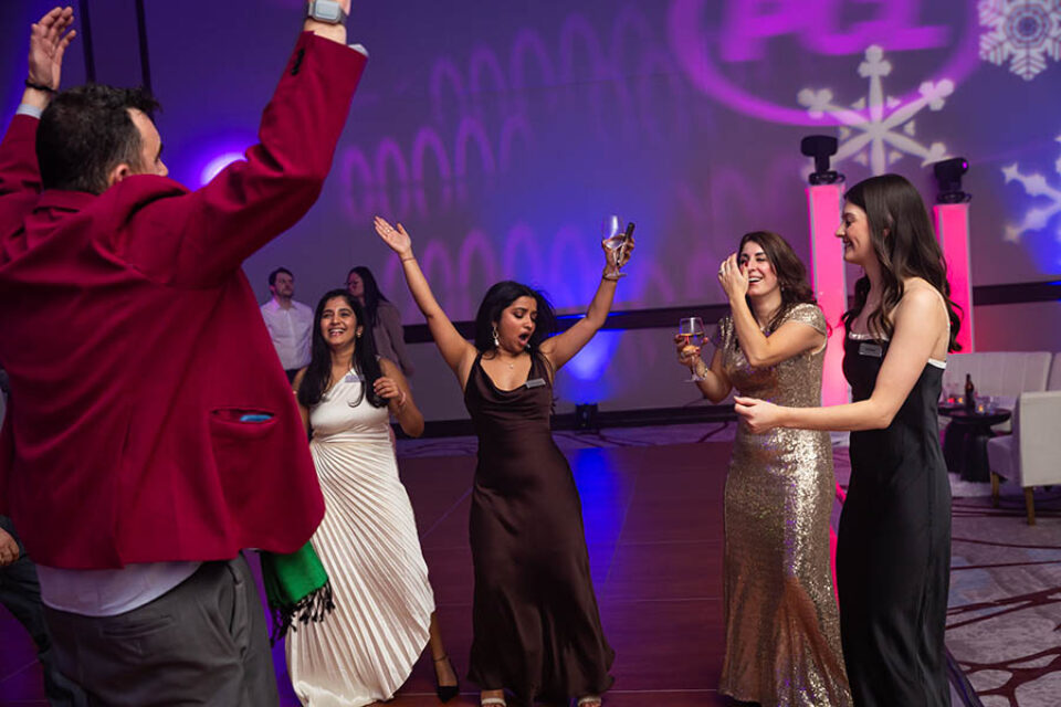 Ottawa event photographer image of guest on the dance floor at company Christmas party