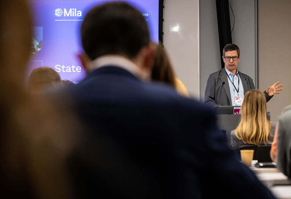 Man gives presentation at Montreal summit
