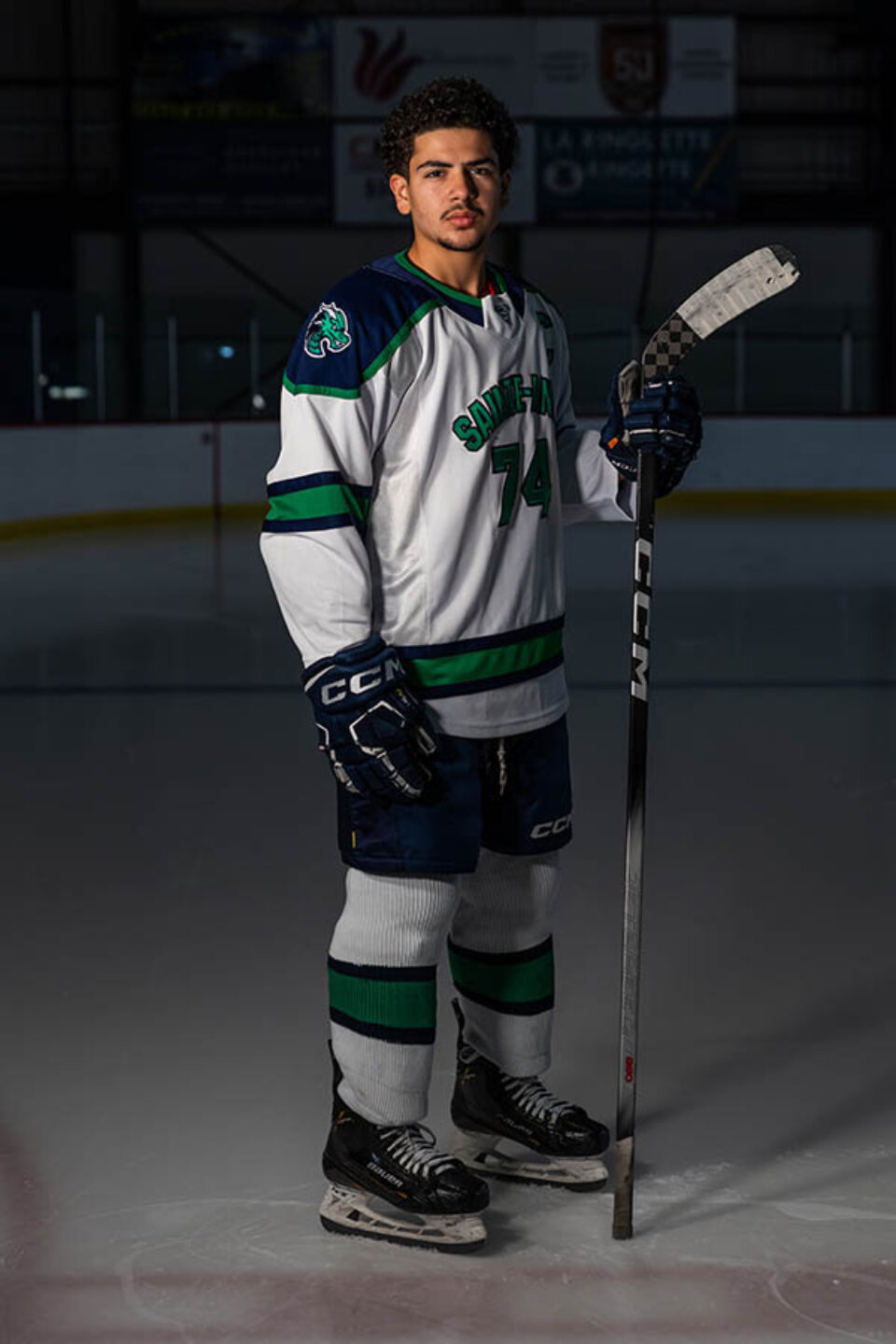 College hockey player portrait by Montreal college sports photographer