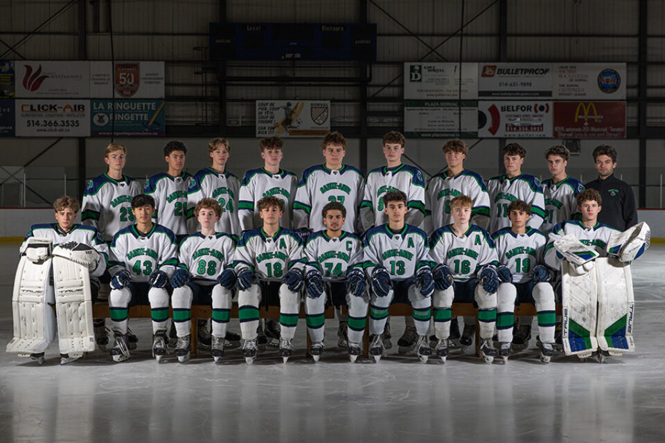 College hockey team photo by Montreal college sports photographer