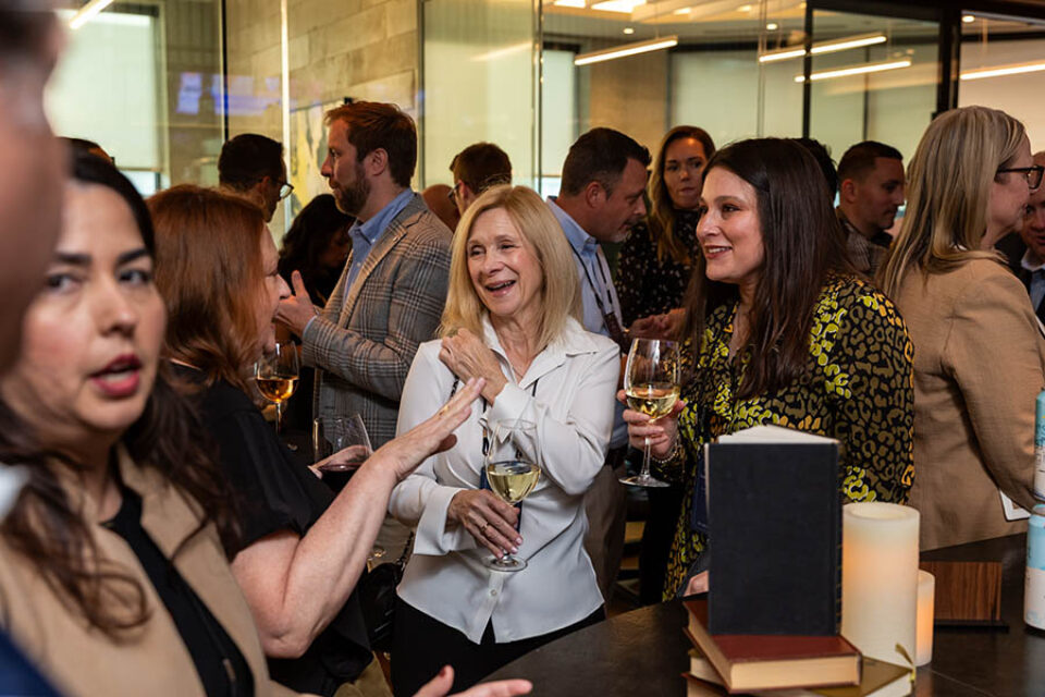 Laval event photography, guests socialising in the evening