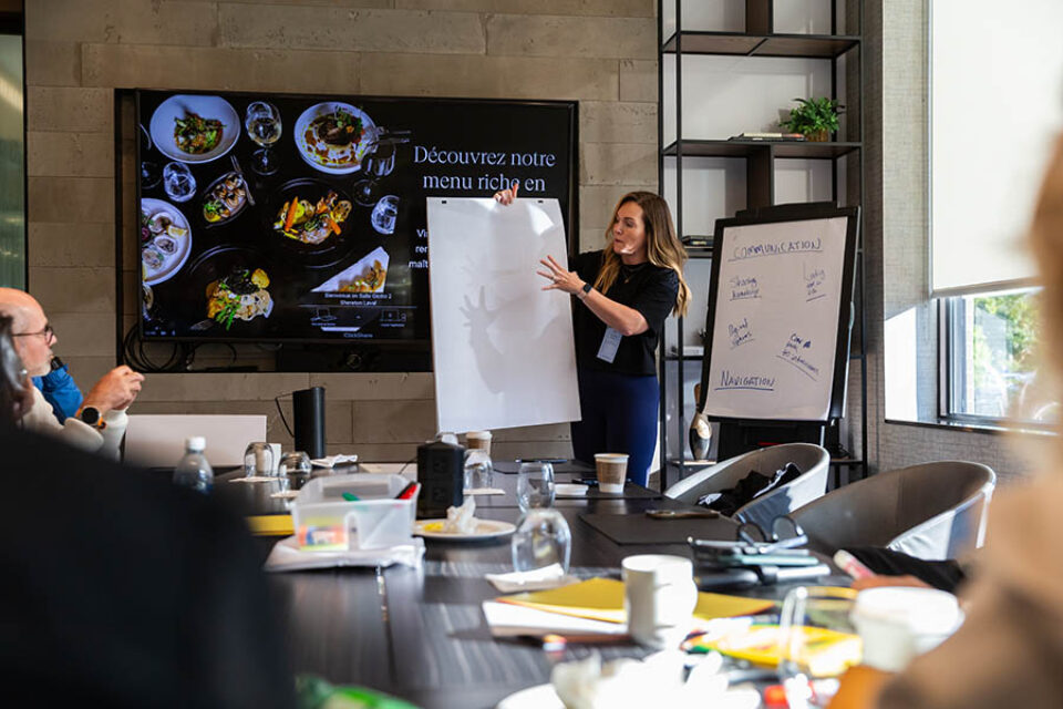 Group project during event workshop, by Laval event photographer