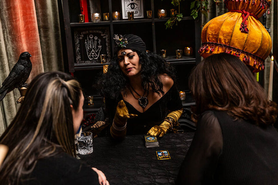Fortune teller giving reading, Laval event photography