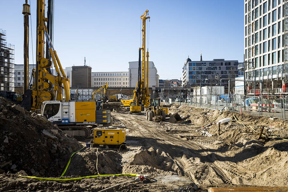 Building site machinery, wide view