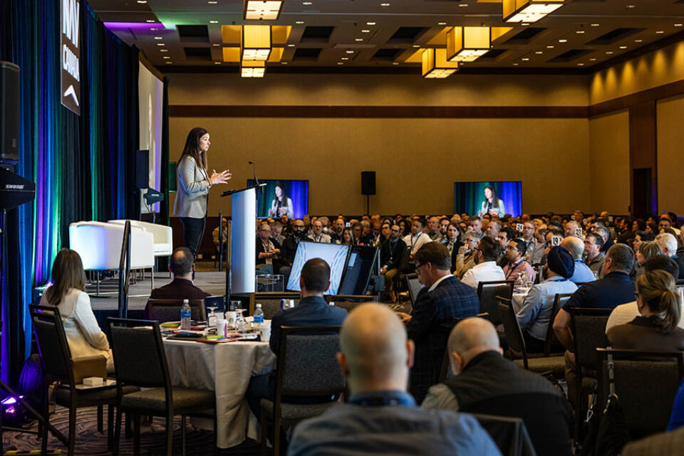 Audience for presenter at business event