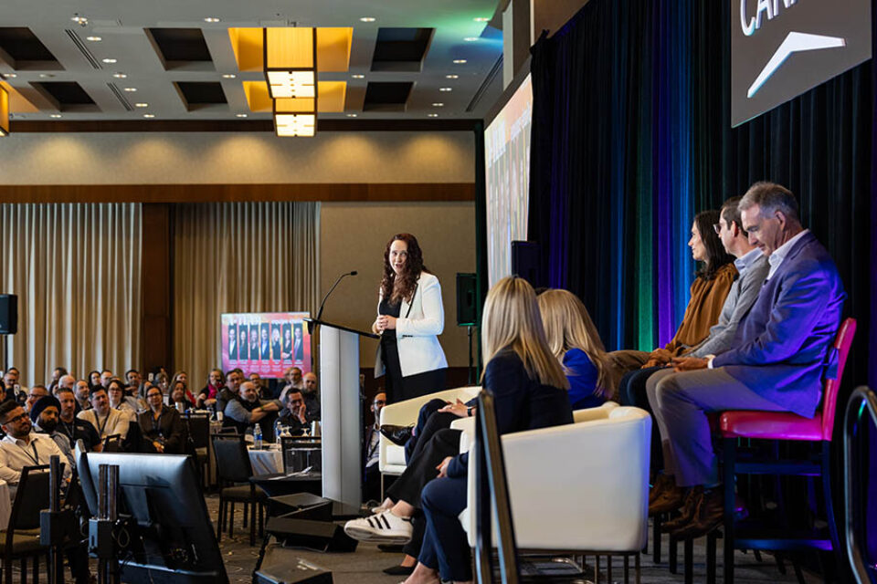 Presenter with panelists