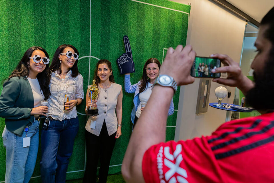 Football-themed photo booth, Montreal event